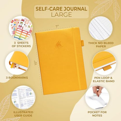 Clever Fox Self-Care Journal – Wellness & Daily Reflection Notebook – Mental Health & Personal Development Journal – Self-Care, Meditation & Mood Journal for Women & Men – Large (Amber Yellow) - color: Amber Yellow, size: Smaller Than A4 (7x10'')