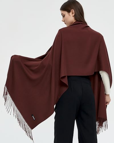 Pashmina Shawls and Wraps Scarfs for Women Wedding Party Winter Warm Long Solid Color - color: Brown