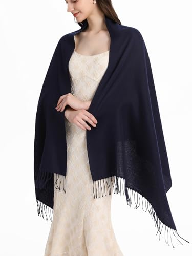 Pashmina Shawl and Wraps for Evening Dresses Resemble Cashmere Scarf for Women Wedding Winter Warm Shawls - color: Navy