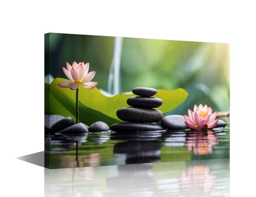 1 Piece Zen Wall Art Deer Spa Still Life with Frangipani Flower Canvas Prints Pictures for Living Room Bedroom Bathrooom Home Decoration Framed 12x18 inch - color: Artwork 19, size: 18x12 in
