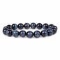 Justinstones Gem Semi Precious Gemstone 10mm Round Beads Stretch Bracelet 7 Inch Unisex - color: A Grade Blue Tiger Eye