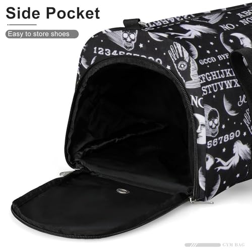 Skull Moon Sun Gothic Witch Board Seamless Black Large Capacity Portable Fitness Bag, Easy to Carry - color: skull moon sun Gothic Witch Board Seamless bl
