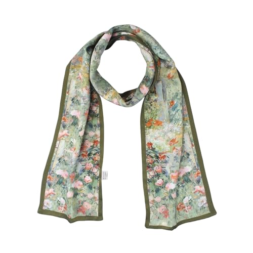 ANDANTINO 100% Silk Scarf for Women 59”*6.3” Long Shawls for Headscarf and Neck- Oblong Hair Wraps with Gift Packed - color: Oil Painting-green