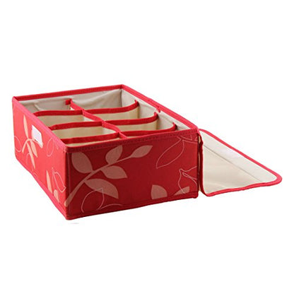 Ruilogod Floral Pattern Bra Underwear Socks Foldable Storage Box 8 Compartments Red Beige (id: 958 e9d d44 433 0c2