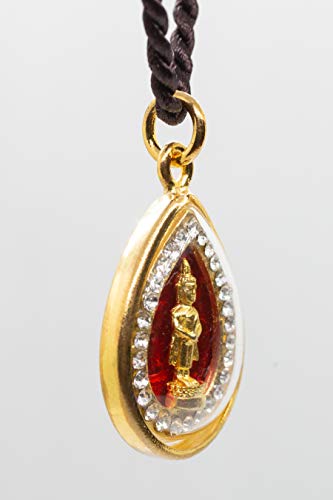 Artschatz Weekday Birthday Buddha Golden Colorful Thai Pendant, Amulet, Necklace, Charm, Sunday, Monday, Tuesday, Wednesday, Thursday, Friday, Saturday - style: Sunday - Phra Tawai Natra “Restraint”
