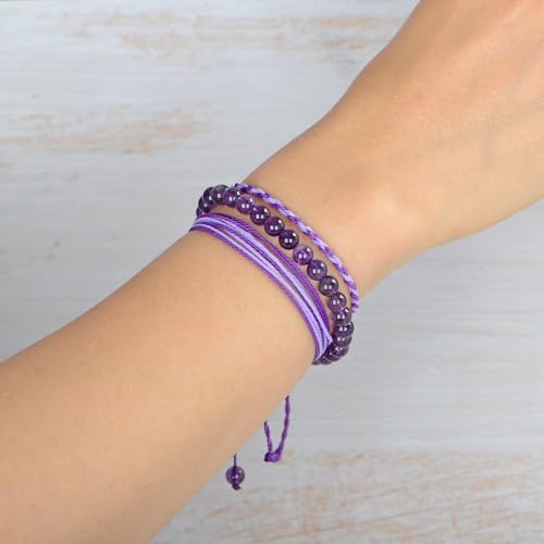 QOGIR Handmade Healing Bracelet,6mm Natural Gem Stone Bracelet rope bracelet - color: Amethyst(Spiritual Awareness), size: 6mm