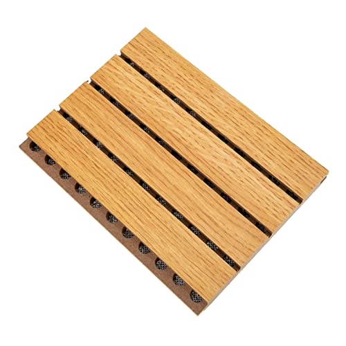 Toyvian Wall Soundproofing Acoustic Absorption Panel Wooden Sound Insulation Board for Home and Office Use Deep Wood Color Sound Dampening - color: Assorted Color, size: 18x13.5cm