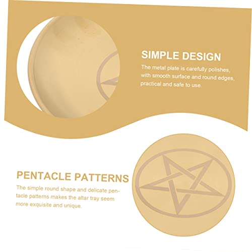 Pentacle Altar Candle Tray Set 2pcs Brass Star Ceremony Plate for Religious Offerings Decorative Candlestick Holder Storage Display for Home Decor