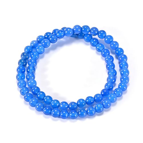 14in Agate Wrap Bracelet for Women Men Natural Round Beaded Agates Stone Healing Stretch Bracelets Elastic Handmade Polished Gemstone Beads Bracelet - color: Blue Agate, size: 6mm Beads