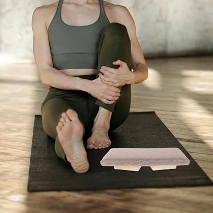 Hemoton Folding Meditation Bench Stool Wooden Ergonomic Auxiliary Chair Milk Tea Color Portable Foldable Seat for Yoga Prayer and Mindful Sitting