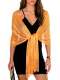 Sumolux Shawls Wraps for Evening Dresses Metallic Glitter Shawls Scarf for Women Sparkling Wedding with Free Buckle - color: Orange