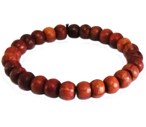WOOD TEAK Thai Buddhist Wooden Prayer Blessed Beads Mala Brown color Wristband Bracelet from Thailand