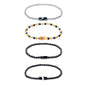 Natural Stone 4mm Round Beads Agate Adjustable Braided Elastic Rope Bracelets Unisex for Men Women - color: Color1-4pcs