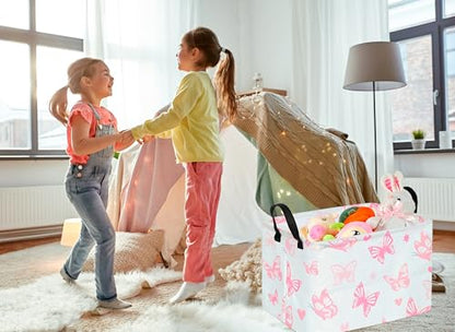 Storage Basket Home Shelf Basket Kids Organizer Box Clothes Laundry Hamper Nursery Bin Gift Laundry Basket with Handles for Home (Butterfly) - color: Butterfly