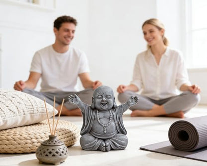 Laughing Buddha Statue for Zen Space, Relieve Stress Zen Atmosphere for Indoor/Outdoor Feng Shui Decoration