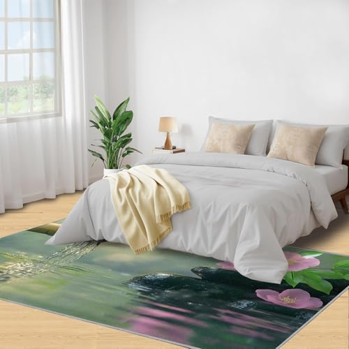 Zen Rug - 4x5 Rug, Meditation Rugs for Living Room Bedroom, Zen Stone Washable Rugs, Non Slip Classroom Carpet, Soft & Low-Pile - color: Zen#102, size: 4' x5' (Rectangular)