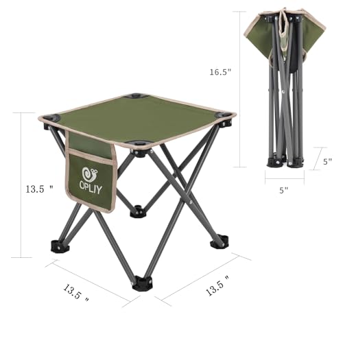 Opliy Camping Stool, Folding Samll Chair Portable Camp Stool for Camping Fishing Hiking Gardening and Beach, Camping Seat with Carry Bag (Green, L 13.5") - color: Green