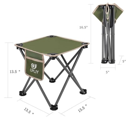 Opliy Camping Stool, Folding Samll Chair Portable Camp Stool for Camping Fishing Hiking Gardening and Beach, Camping Seat with Carry Bag (Green, L 13.5") - color: Green