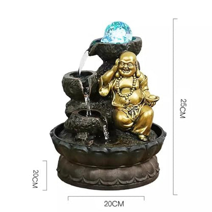 Meditation Decor, Living Room Decoration Fountain Study Tea Room Tabletop Flowing Water Decoration Chinese Style Landscape Tabletop Flowing Water Decoration ,Office Home Decor for Good Luck (C )