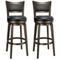 PrimeZone Swivel Bar Stools Set of 2, 32 Inch Tall Bar Height Barstools, Black Faux Leather Bar Stool with High Backrest & Solid Wood Legs & Wrap-Around Footrest, Counter Stools for Pub - size: 32" Tall Bar Height