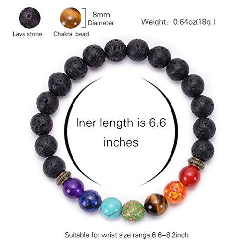 GelConnie Lava Rock Chakra Bracelet 7 Chakra 8mm Natural Stone Healing Bracelet Stress Relief Yoga Beads Anxiety Bracelet Aromatherapy Essential Oil Diffuser Bracelet Bangle - color: A-Dog Paws