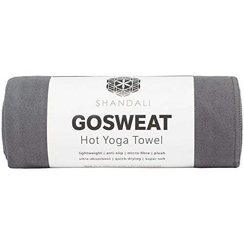 Shandali GoSweat Non-Slip Hot Yoga Towel with Super-Absorbent Soft Suede Microfiber in Many Colors, for Bikram Pilates and Yoga Mats. - color: Gray, size: 26.50" x 16.00"