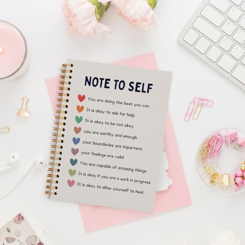 Note to Self Mental Health Notebook, Self Love Gifts, Mental Health Journal for Women, Inspirational Mental Health Gifts, Therapy Journal for Mental Health, Spiral Notebook 5.5x8.3 Inch - color: Note to Self - White