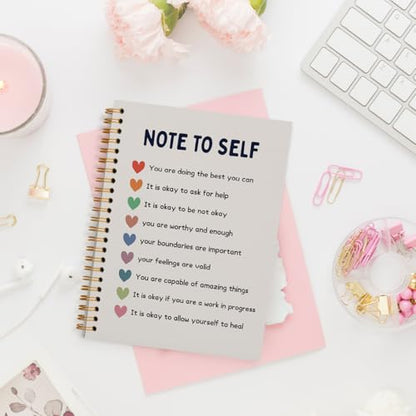 Note to Self Mental Health Notebook, Self Love Gifts, Mental Health Journal for Women, Inspirational Mental Health Gifts, Therapy Journal for Mental Health, Spiral Notebook 5.5x8.3 Inch - color: Note to Self - White