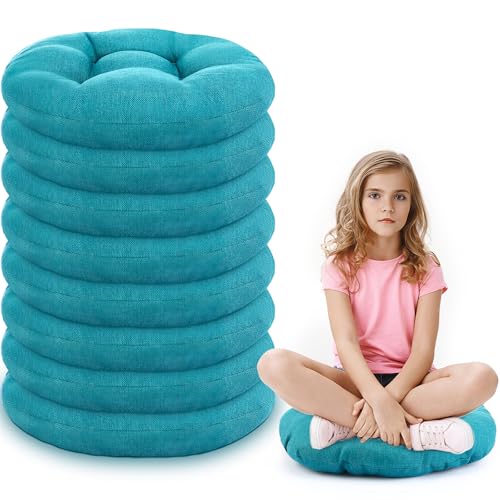 Fumete 8 Pcs 16 Inch Round Floor Cushions for Kids and Toddlers, Flexible Seating Classroom Furniture Floor Pillow for Home, Daycare, Preschool, Yoga and Meditation (Turquoise) - color: Turquoise