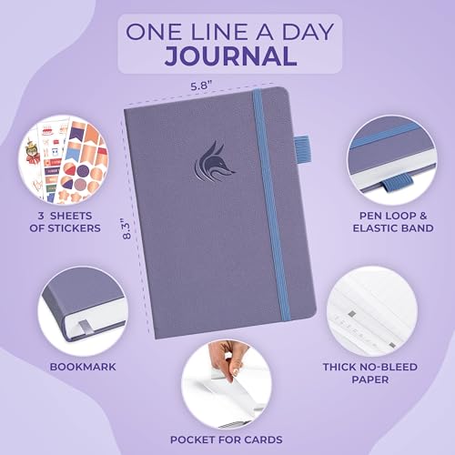 Clever Fox One Line A Day Journal – 5-Year Memory Notebook – Daily Time Capsule Diary for Women & Men –Five-Year Day-by-Day Planner (Lavender) - color: Lavender