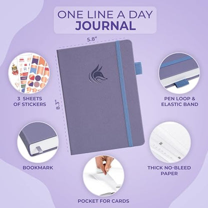 Clever Fox One Line A Day Journal – 5-Year Memory Notebook – Daily Time Capsule Diary for Women & Men –Five-Year Day-by-Day Planner (Lavender) - color: Lavender