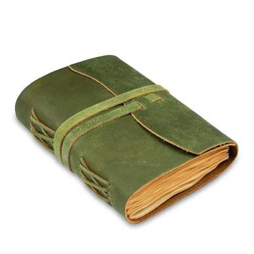 LEATHER VILLAGE Leather Bound Journal - Green, 11.5"X8.50", 220 Pages - Vintage Blank Paper Diary for Writing, Drawing, Sketchbook, and Travel Notebook - Ideal for Women and Men - color: Mint Green, size: 11.5 inches X 8.50 inches