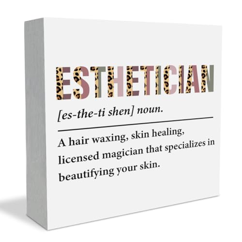 Esthetician Decor Wooden Box Sign, Beauty Salon Massage Spa Room Desk Accessories Wood Plaque Sign, Christmas Birthday Gift for Esthetician Makeup Artist Cosmetologists - color: Esthetician
