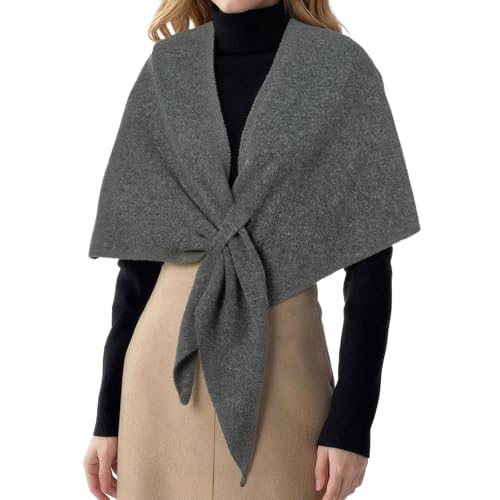 RIIQIICHY Shawl Wrap Women Pashmina Triangle Cape Knit Sweater Scarf for Fall Winter Fashion Accessory - color: Grey