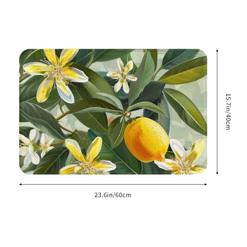 Yellow Lemon Flower Printed Flannel Non - Slip Floor Mat 16x24in - Soft Plush Microfiber Rug for Every Indoor Space - color: Yellow Lemon Flower