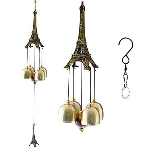 Maydahui Eiffel Tower Retro Wind Chime (20.5 Inch H) Alloy Wind Bell Musical Windchime with S Shaped Hook for Mom Gifts Festival Garden Party Indoor and Outdoor Decor