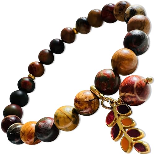 TEJO Natural Stone Bracelet for Women - size: 6.5 inches, style: Picasso Jasper