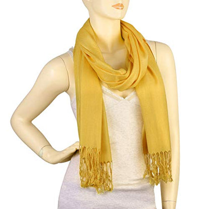 Falari Women's Soft Solid Color Pashmina Shawl Wrap Scarf, for Wedding, Bridesmaid Gifts, Evening Dress - color: Gold