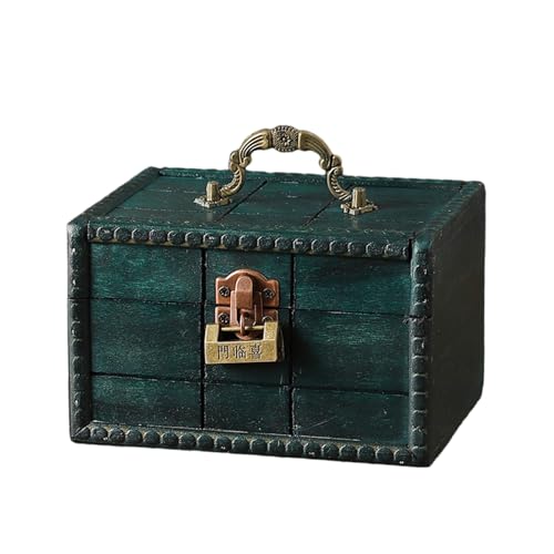 Vintage Wooden Storage Box Portable Handled Organizers Bucolic Wooden Keepsakes Box for Home Decors Jewelry Accessories - color: C