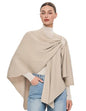 PULI Womens Elegant Cross Front Shawl Wraps Knitted Ponchos Cape Light Weight Poncho Sweater Soft Warm Travel Wraps - color: Rib-barley Twist