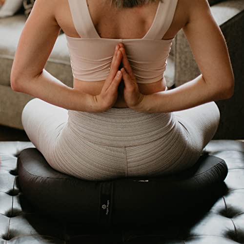 Hugger Mugger V-Shaped Meditation Cushion - Provides Support in Cross-Legged Sitting, Promotes Healthy Posture, Handmade in The USA - color: Black