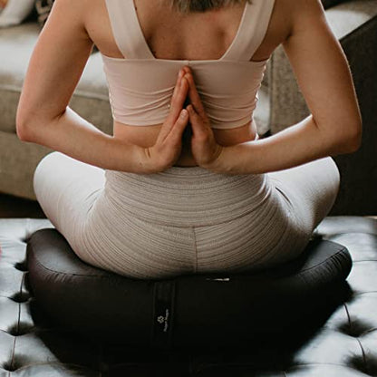 Hugger Mugger V-Shaped Meditation Cushion - Provides Support in Cross-Legged Sitting, Promotes Healthy Posture, Handmade in The USA - color: Black