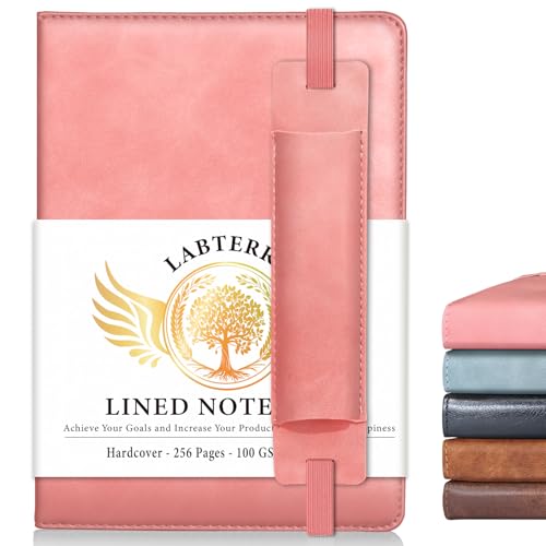 Lined Journal Notebook for Women Men, 256 Pages, Medium 5.7 in x 8.3 in - 100 GSM Thick Paper – Hardcover Leather Journals for Writing, Work, School, Note Taking, Diary Notepad,Pink - color: Pink