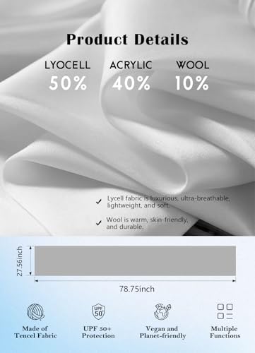 Women's Wool Blend Travel Scarf Lightweight Breathable Wrap Pashmina Airplane Blanket Shawl - color: Grey
