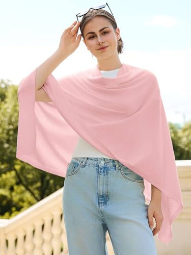 Lacretazhi Women'S Shawl Wraps Poncho Sweater Lightweight Knit Scarf With Buttons Versatile Cape Cardigan Spring Summer Fall - color: Lightpink