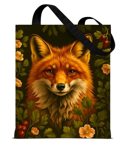 Vintage Botanical Animal Canvas Tote Bag for Women, Aesthetic Floral Animal Reusable Shoulder Bag for Shopping - color: 25