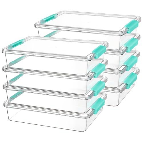 Vtopmart 6 Qt Plastic Storage Bins with Lids, Clear Sensory Bins, Arts Crafts Organizers and Storage, Stackable Containers for Home Office and School Supplies, 8 Pack - color: Teal, size: 6 Qt
