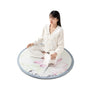 Round Lotus Flower Meditation Mat, Floor Cushion with Gray Border, Oriental Design - size: medium size