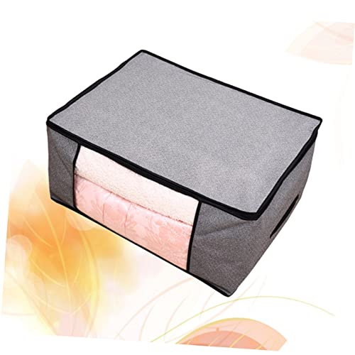 Cabilock Foldable Non-Woven Storage Bag for Quilts and Clothes Light Grey Sturdy Fabric Zipper Closure for Organizing Bedding and Apparel