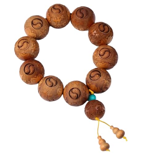 Zen Dear Unisex Thuja Sutchuenensis Wood Beads Wooden Bracelet Necklace Prayer Mala Wristband Bracelet - style: 25mm 10 Carving Beads